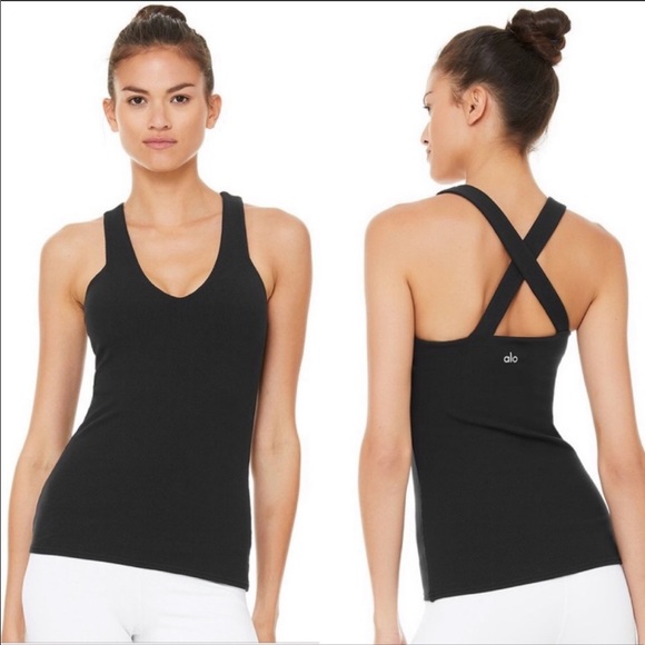ALO Yoga Other - Alo Yoga Elevate Ribbed Tank Sports Bra Black NWT
